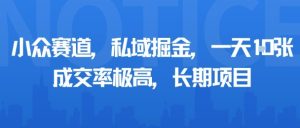 小众赛道,私域掘金,一天多张,成交率极高,长期项目-稀缺资源库