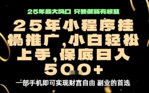微信小程序挂G推广,解放双手,保底日入5张【揭秘】-稀缺资源库