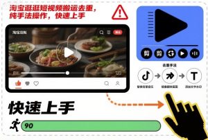淘宝逛逛短视频搬运去重，纯手法操作，快速上手-稀缺资源库