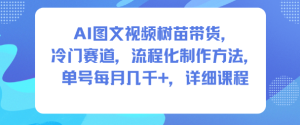 AI图文视频树苗带货，冷门赛道，流程化制作方法，单号每月几K，详细课程-稀缺资源库