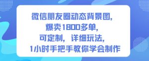 微信朋友圈动态背景图,爆卖1800多单,可定制,详细的玩法,1小时手把手教你学会制作【第一期】-稀缺资源库