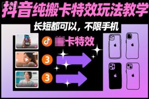 某社群抖音纯搬卡特效玩法教学，长短都可以，不限手机-稀缺资源库