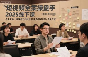 短视频全案操盘手2025线下课,全部实战一线操盘手经验分享,毫无保留分享,全是干货-稀缺资源库