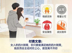 付费文章：女人的四大刚需，你只要能满足她的四大刚需，她反而会主动对你上心，甚至离不开你-稀缺资源库