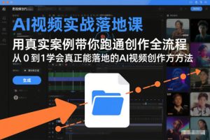 AI视频实战落地课,用真实案例带你跑通创作全流程,从0到1学会真正能落地的AI视频创作方法-稀缺资源库