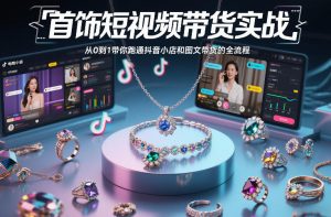 首饰短视频带货实战，从0到1带你跑通抖音小店和图文带货的全流程-稀缺资源库