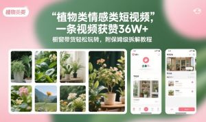 植物类情感类短视频，一条视频获赞36W+，橱窗带货轻松玩转，附保姆级拆解教程-稀缺资源库
