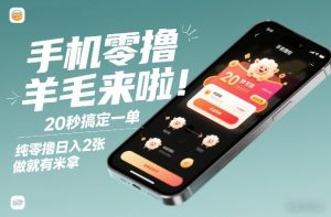 手机零撸薅羊毛来啦！20秒搞定一单，纯零撸日入2张，做就有米拿【揭秘】-稀缺资源库