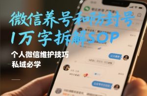 微信养号和防封号1万字拆解SOP，个人微信维护技巧，私域必学【文档】-稀缺资源库
