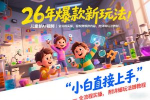 26年爆款新玩法，儿童科普AI视频，全流程实操，轻松做爆款内容，小白直接上手，附详细玩法教程-稀缺资源库