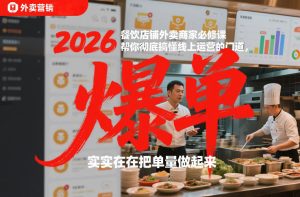 2026餐饮店铺外卖商家必修课，帮你彻底搞懂线上运营的门道，实实在在把单量做起来-稀缺资源库
