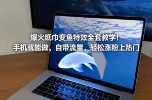 爆火纸巾变鱼特效全套教学！手机就能做，自带流量，轻松涨粉上热门-稀缺资源库