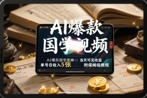 AI爆款国学视频，独家起号方法，小白直接上手，当天可见收益，单号日收入5张+附保姆级教程-稀缺资源库