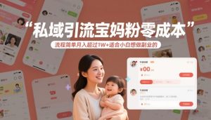 私域引流宝妈粉零成本流程简单月入超过1W+适合小白想做副业的-稀缺资源库