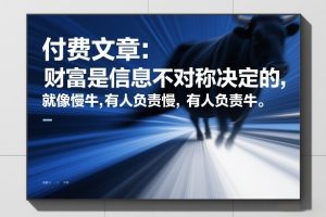 付费文章：财富是信息不对称决定的，就像慢牛，有人负责慢，有人负责牛-稀缺资源库