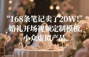 168条笔记卖了20W！婚礼开场视频定制模板，小众虚拟产品-稀缺资源库