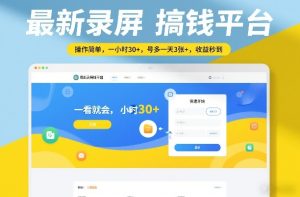 最新录屏搞钱平台，操作简单，一看就会，一小时30+，号多一天3张+，收益秒到【揭秘】-稀缺资源库