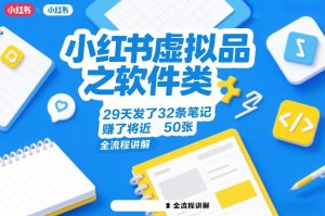 小红书虚拟品之软件类，29天发了32条笔记，賺了将近50张，全流程讲解-稀缺资源库