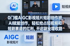 0门槛AIGC影视短片短剧创作班,AI赋能创作,轻松抢占短视频和短剧赛道的红利,开启副业增收路-稀缺资源库