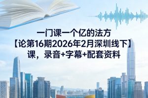 一门课一个亿的法方‬论第16期2026年2月深圳线下课，录音+字幕+配套资料-稀缺资源库