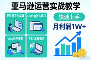 亚马逊运营实战教学，亚马逊平台+Listing优化+Vine秒杀+FBA发货等，快速上手，实现店铺月利润1W-稀缺资源库