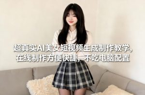 超真实AI美女短视频生成制作教学，在线制作方便快捷，不吃电脑配置，快速起号涨粉-稀缺资源库