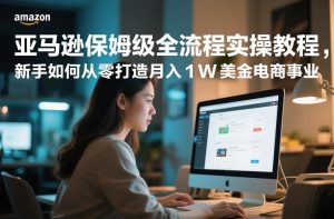 亚马逊保姆级全流程实操教程，新手如何从零打造月入1W美金电商事业-稀缺资源库