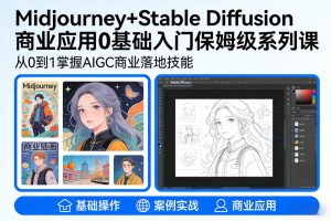 AIGC商业应用Midjourney+Stable Diffusion教程，0基础入门保姆级系列课-稀缺资源库
