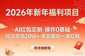 新年福利项目，AI红包定制，操作0基础，玩法变现20W+年前最后一波红利，附详细教程-稀缺资源库
