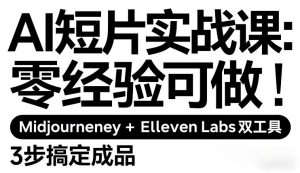 AI短片实战课：零经验可做，Midjourney+ElevenLabs双工具，3步搞定成品-稀缺资源库