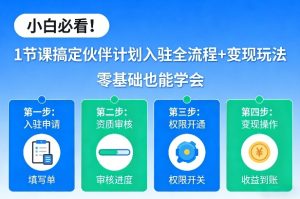 小白必看！1节课搞定伙伴计划入驻全流程+变现玩法，零基础也能学会-稀缺资源库