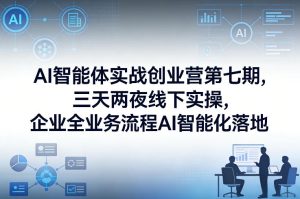 AI智能体实战创业营第七期,三天两夜线下实操,企业全业务流程AI智能化落地(26年1月20-22号)-稀缺资源库