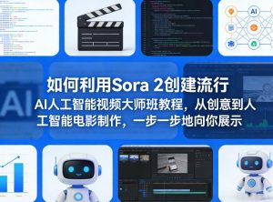 如何利用Sora 2创建流行AI人工智能视频大师班教程，从创意到人工智能电影制作，一步一步地向你展示-稀缺资源库