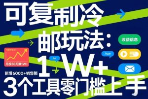 可复制冷邮件玩法：月投50刀賺1W+，新增6000+销售额，3个工具零门槛上手-稀缺资源库