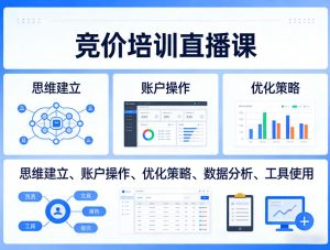 竞价培训直播课，覆盖思维建立、账户操作、优化策略、数据分析、工具使用等，全方位提升效果-稀缺资源库