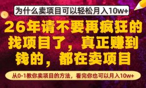为什么真正賺到钱的都在卖项目，从0-1教你卖项目的方法，看完你也可以月入10w+【揭秘】-稀缺资源库