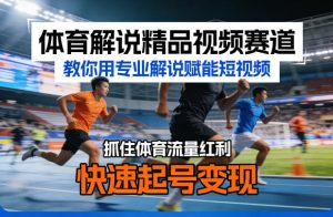 体育解说精品视频赛道,教你用专业解说赋能短视频,抓住体育流量红利,快速起号变现-稀缺资源库