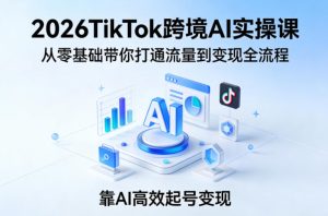 2026TikTok跨境AI实操课，从零基础带你打通流量到变现全流程，靠AI高效起号变现-稀缺资源库