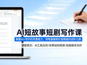 AI短故事短剧写作课，掌握AI+写作的双重能力，用笔墨铺就阶层跨越的进阶之路-稀缺资源库