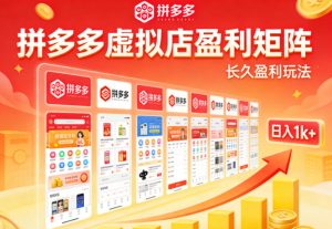实测可落地!拼多多虚拟店长久盈利玩法,矩阵放大收益,日入1k+不难【揭秘】-稀缺资源库