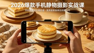 2026爆款手机静物摄影实战课，手机也能拍出商拍感，学会拍出高质感美食商品-稀缺资源库