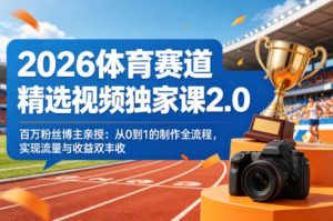 2026体育赛道精选视频独家课2.0,百万粉丝博主亲授:从0到1的制作全流程,实现流量与收益双丰收-稀缺资源库