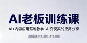 内容AI老板训练课，AI+内容应用落地教学，AI变现的实战应用分享-稀缺资源库