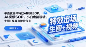 （特效出场）平面变立体特效AI视频SOP，小白也能玩转，生图+视频直接抄作业-稀缺资源库