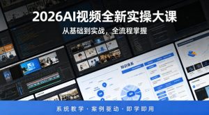 2026AI视频全新实操大课，从基础到实战，全流程掌握，系统教学·案例驱动·即学即用-稀缺资源库