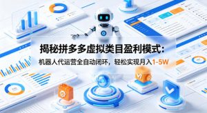 揭秘拼多多虚拟类目盈利模式：机器人代运营全自动闭环，轻松实现月入1-5W-稀缺资源库