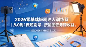 2026零基础短剧达人训练营｜从0到1做短剧号，接星图任务賺收益，抓住2026年短剧流量红利-稀缺资源库