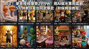 炸了！单条视频爆赞29.9W！用AI做水果狗血剧，5分钟教你复刻同款爆款（附保姆级教程）-稀缺资源库