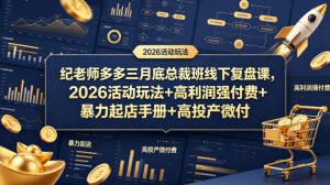 纪老师多多三月底总裁班线下复盘课，2026活动玩法+高利润强付费+暴力起店手册+高投产微付费-稀缺资源库