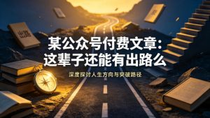某公众号付费文章：这辈子还能有出路么-稀缺资源库